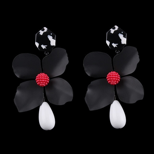 Flower Statement Dangle Earrings - Kazzi Boutique